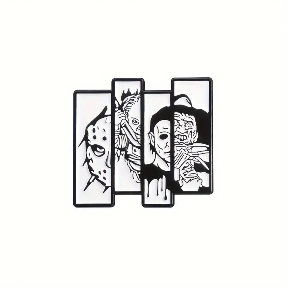 Horror Character Black and White Pin - Perfect for Halloween !